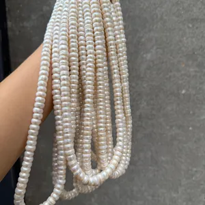 Detail view of 108 natural freshwater pearl prayer beads with 8-9mm diameter size