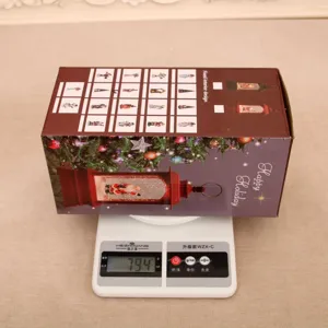 Linterna de agua musical luminosa de Navidad decoración, caja de regalo festiva.