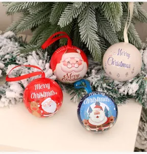Kerstboom hangende bal metalen snoepblik decoratieve hanger met kerstman en rendier design.