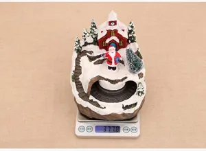 Christmas resin ornament musical rotating snow church decoration holiday gift music box