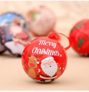 Kerstbal snoepdoos metalen hanger boomdecoratie rode geschenk container doosje