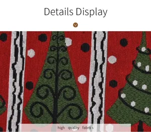 Weihnachten gestrickt Stoff Tischläufer Detail Nahaufnahme mit roten und grünen Bäumen