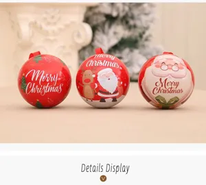 Kerstbal metalen snoepdoos ornament gedetailleerd overzicht met een feestelijk ontwerp.
