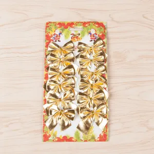 12 Pcs Gold Christmas Bows Tree Ornaments Hanging Decorations Holiday Party Home Decor