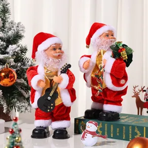 Electric Santa Claus doll playing guitar music Christmas decoration gift plush toy