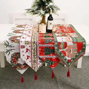 Weihnachtstischläufer Feiertags Tischdecke Langer Streifen Kaffeetisch Esstisch Dekor Festliche Heim Party Dekoration Mit Quaste