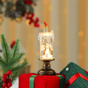Candela palla di neve di Natale lanterna LED angelo statuetta decorazione festiva casa