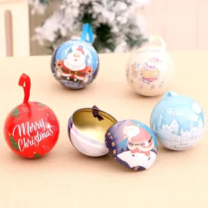 Kerst decoratieve blikken bal snoep opslagdoos container festival hangend ornament.
