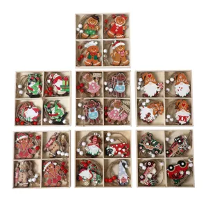 Weihnachtsbaum Holzanhänger Set, Lebkuchenmann und Wichtel Weihnachtsdeko Geschenke.