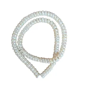 Natural freshwater pearl semi-finished strand 7.5-8mm white flat round diy beads for jewelry making