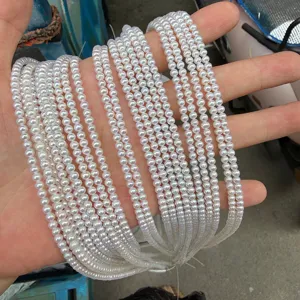 Natural freshwater pearl semi-finished strands, 3-3.5mm near round white loose beads for DIY.
