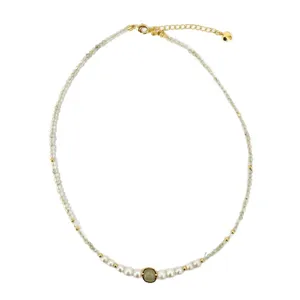 Elegante Halskette im neuen chinesischen Stil mit Naturperlen und echtem Hetian-Jade