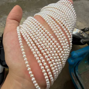 Natuurlijke zoetwaterparel strengen, 3.8-4mm kleine ronde witte parel kralen voor sieraden maken.