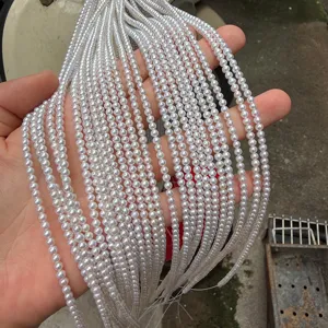 3-3.5mm freshwater pearl loose beads semi-finished strands, near round white pearl jewelry making.