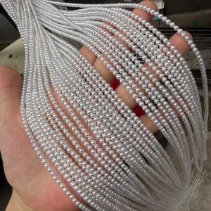 3-3.5mm near round natural freshwater pearl strands loose beads semi-finished jewelry making