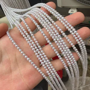 Natural freshwater pearl detail strands, near round loose beads for DIY jewelry making