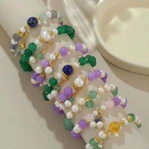 Neuer Chinesischer Stil Süßwasserperlen Armband Damen Natur Amethyst Lapislazuli Achat Kupferperlen Schmuck Geschenk