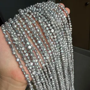 Perline di Perle d'Acqua Dolce Irregolari Barocche Lucentezza Intensa Grigio Irradiato Perle Sciolte per Creazione Gioielli Accessori Fai da Te