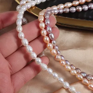 Natural Freshwater Pearl Rice Beads Loose Strand Irregular Baroque Cultured Pearls For DIY Jewelry Making Bracelet Necklace Findings Craft Supply