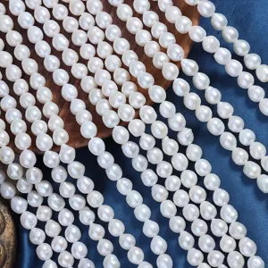 7mm Barock unregelmäßige natürliche Süßwasserperlen Strang lose Perlen für DIY Schmuck