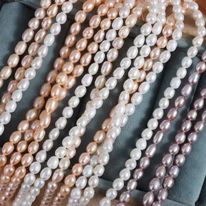 Natural freshwater pearl strands rice beads 5-6mm colorful DIY jewelry making accessories