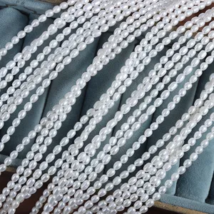 Natürliche Süßwasser weiße Reiskornperlen Stränge, ideal für die Herstellung von Schmuck.