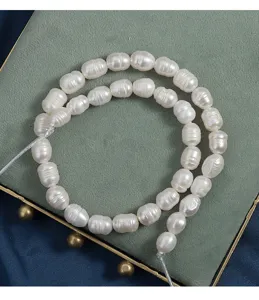 Natural freshwater pearl strand white rice beads 9mm large hole DIY jewelry making supply