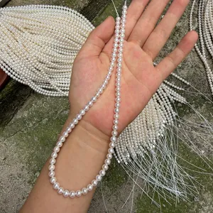 Natuurlijke zoetwaterparelstrengen, 5-5.5mm witte parelkralen voor het maken van DIY sieraden.