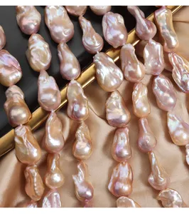 Natural freshwater baroque pearl strands 40cm colored large fishtail strong luster beads
