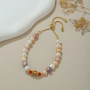 Neues chinesisches Naturperlen Armband verstellbar Edelstein Perlen Schmuck elegant