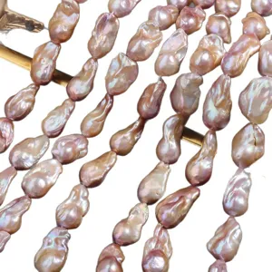 Natural freshwater baroque pearls strand 40cm large fishtail shape colorful strong luster