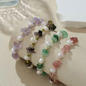 Natuurlijke Zoetwaterparel Armband Halfedelsteen Kristal Kralen Veelkleurig Mode Armband Sieraden Voor Vrouwen Hart Hanger