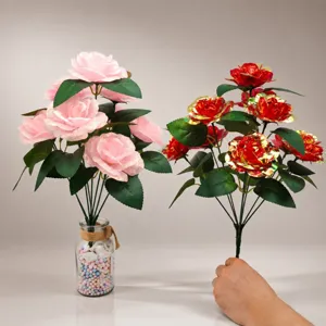 Künstlicher Rosenstrauß 9 Köpfe Falsche Blumen Valentinstag Geschenk Wohnkultur