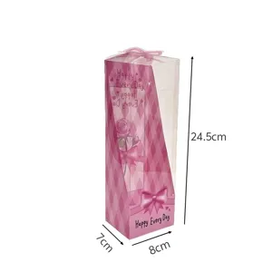 Transparante PVC driehoekige geschenkcadeaubox met rozenprint voor boeketverpakking en feestdagen