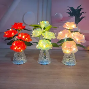 Fiore di rosa di simulazione LED atmosfera luce notturna regalo di San Valentino