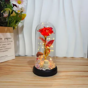 Ewige Rose in Glas-Kuppel Nachtlicht romantisches Geburtstagsgeschenk für Freundin Deko.
