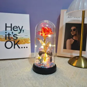 Eternal rose glass dome LED light gift for women, romantic Valentine's Day present and decor.