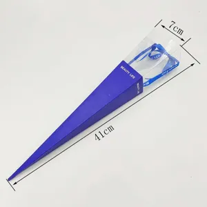 Triangle flower gift box transparent top torch packaging box 41cm blue decorative ribbon