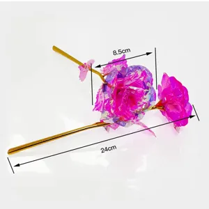 Colorful artificial foil rose flower gift for Valentine's Day and Mother's Day celebrations.