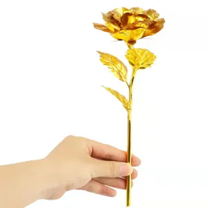 Single gold foil artificial rose flower detail for Valentine Day gift and home decor