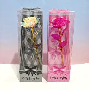 Artificial gold foil rose gift box romantic Valentine Day present simulation flower decor