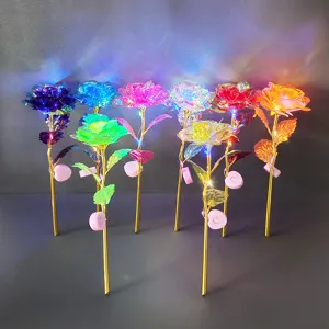 Colorful LED gold foil artificial rose flower gift for romantic valentine mother day decor
