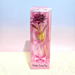 Single gold foil artificial rose gift box, perfect for Valentine's Day and Mother's Day.
