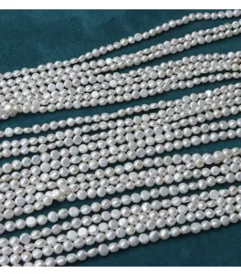Natural freshwater flat round pearl beads strands for DIY jewelry making 5-6mm crafting