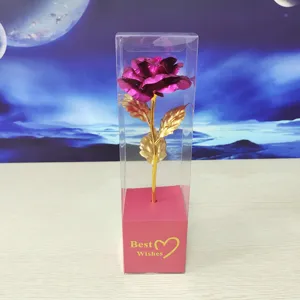 Artificial gold foil rose flower gift in clear box for Valentine Day and Mother Day