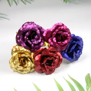 Colorful metallic artificial rose flowers for festival gifts and home decoration use.