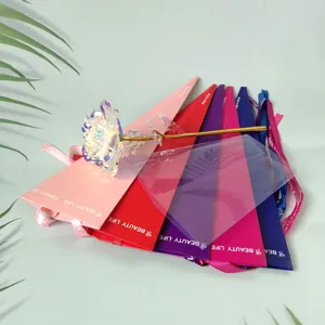 Colorful LED gold foil rose with triangular gift boxes set, perfect romantic gift for Valentine's Day.