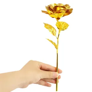 Golden foil artificial rose flower gift for Valentine Day and Mother Day romantic home decor item