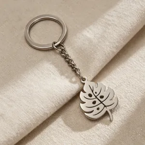 Bohemian Edelstahl Monstera Blatt Schlüsselanhänger Hohl Tropischen Palme Blatt Anhänger Nicht Verblassen Schlüsselring Tasche Charme Schmuck Halter