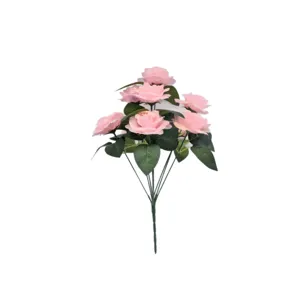 Künstlicher rosa Rosenstrauß mit 9 Köpfen für wunderschöne Heimdekoration und Partygeschenke.